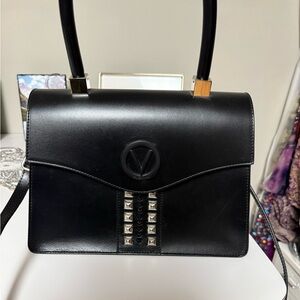 Valentino Black Leather Bag with Silver Studs